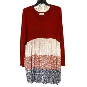 Haptics by Holly Harper Tiered Long Sleeve Color Block Dress 2X NWOT